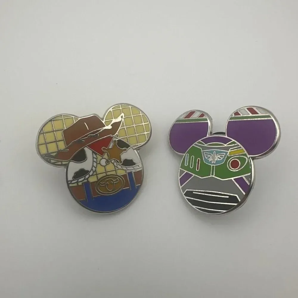 Disney Parks Pixar Toy Story Mickey Icon Pin Lot Woody & Buzz Lightyear Pin